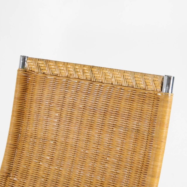 Wood Wicker and Chrome Chaise Longue, 1970s For Sale - Image 7 of 17