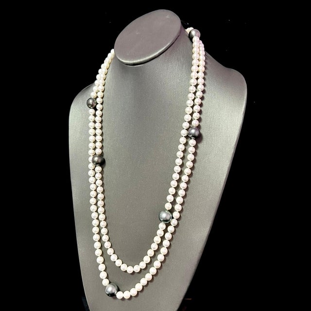 Akoya & Tahitian Pearls Diamond Necklace 18k Gold Certified For Sale - Image 11 of 13