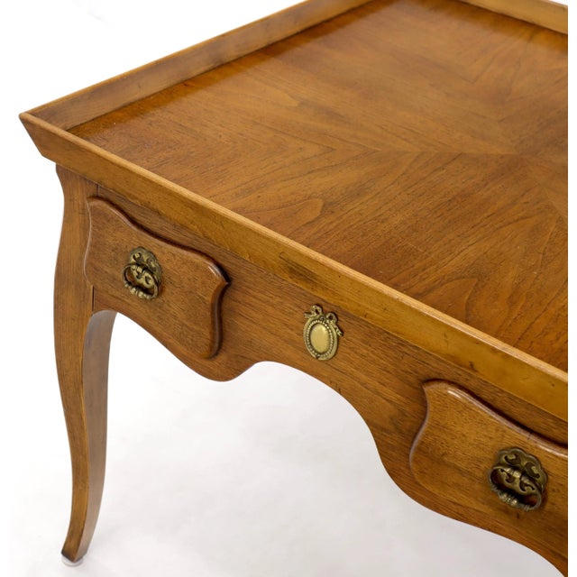 Mid 20th Century Pair of Light Walnut Cabriole Leg Side Tables by Baker For Sale - Image 6 of 12