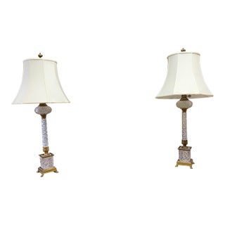 20th Century Neoclassical Style Pair of Crystal Lamps For Sale