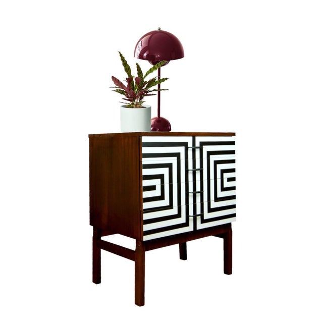 Polish Chest of Drawers with Op Art Motif, 1970s For Sale - Image 4 of 12