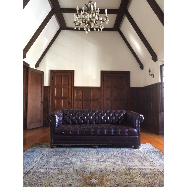 Modern Wine Colored Leather Chesterfield Chairish