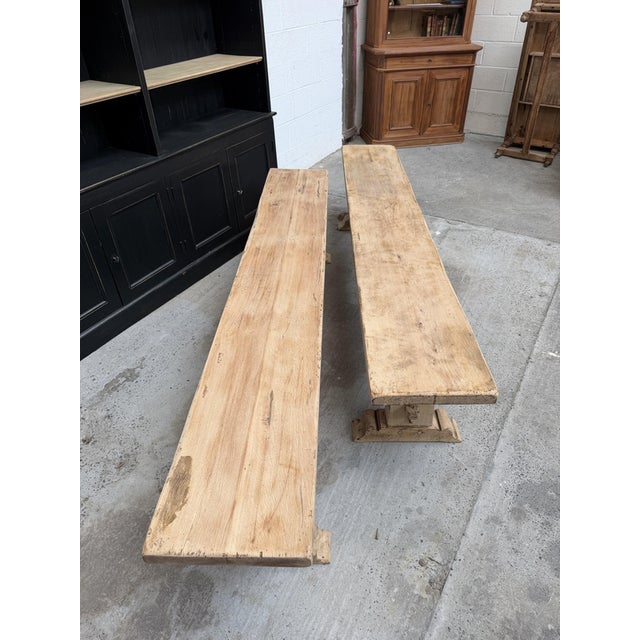 Solid Oak Benches, Set of 2 For Sale - Image 6 of 7