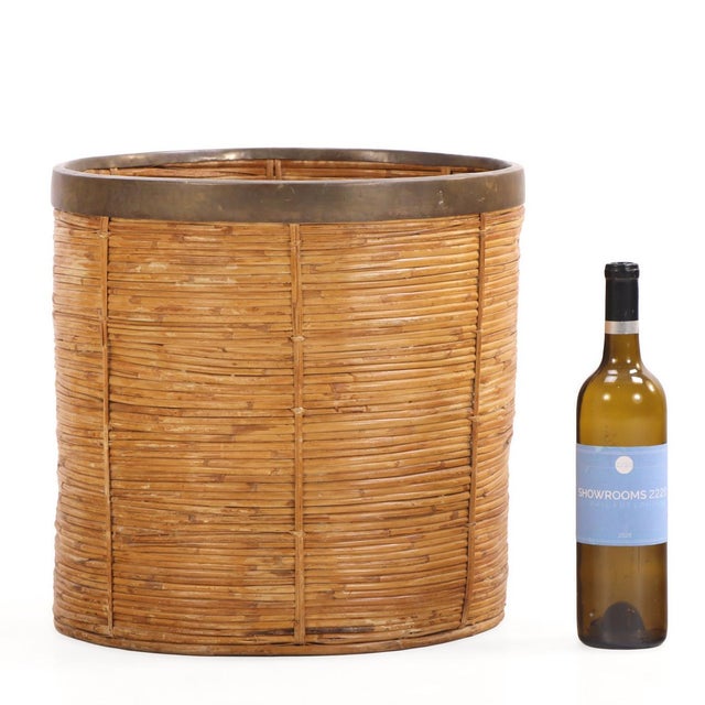 French Rattan and Brass Basket, C 1970 For Sale - Image 4 of 6