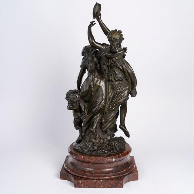 Large Napoleon III Bronze Sculpture with Marble Base from Clodion For Sale - Image 3 of 12