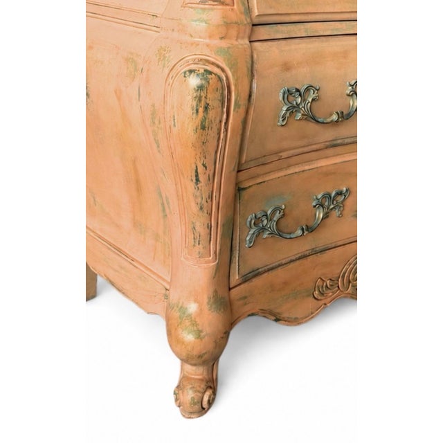 Late 20th Century Artisan Hand-Painted Tangerine Baroque 3-Drawer Dresser | Distressed & Patinated | Maison Martine For Sale In Naples, FL - Image 6 of 8
