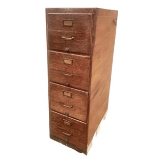 Shaw Walker File Cabinet 4 Drawers Quarter Sawn Tiger Oak Vertical For Sale