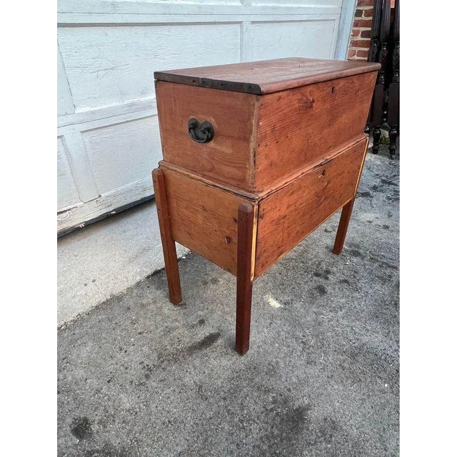 Antique 19th Century Early American Rustic Style Trunk on Stand. For Sale - Image 11 of 14