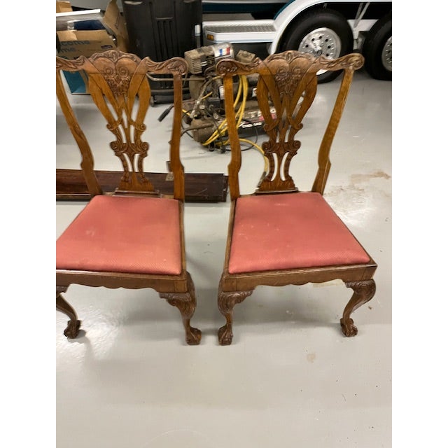 Wood Late 1700s Irish Hand Carved Walnut Chippendale Side Chairs Set of 10 For Sale - Image 7 of 16