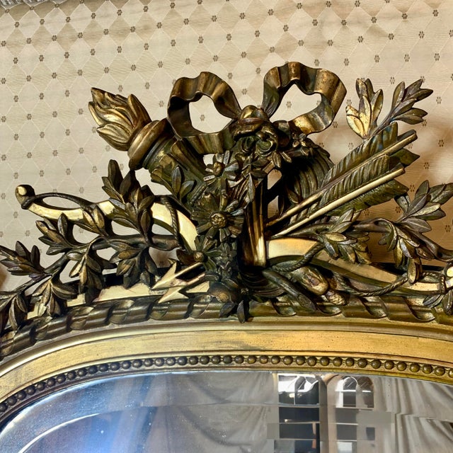 Late 19th Century Large Louis XVI Style Giltwood Pier Mirror For Sale - Image 5 of 13