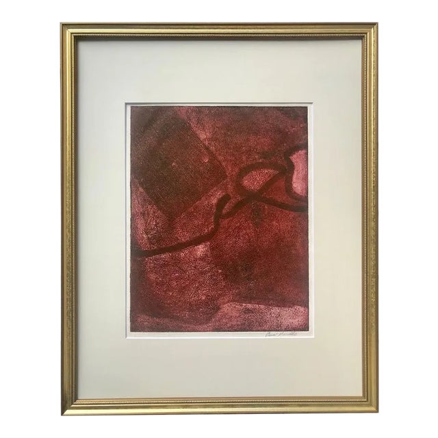 Vintage Modernist Abstract Etching by Oscar Murillo For Sale