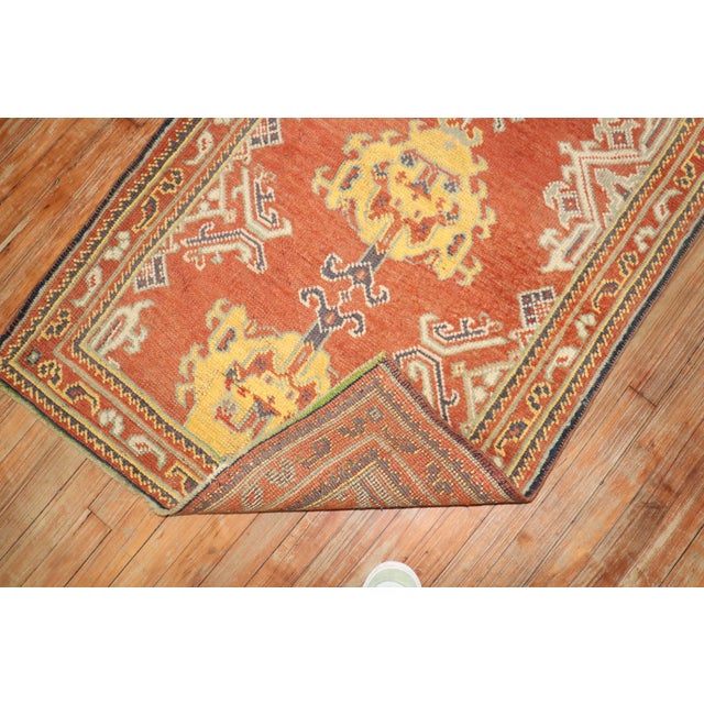 Red Antique Zabihi Collection Oushak Small Runner - 3'1" x 6'4" For Sale - Image 8 of 9