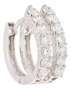 1.05 Carat Hoop Huggie Earring 18 Karat White Gold, A Pair