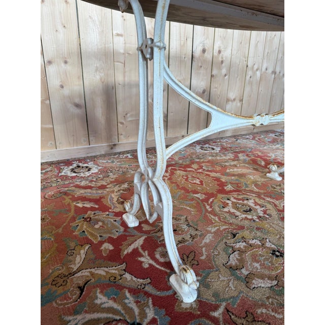 Art Nouveau Cast Iron and Veined Marble Bistro Table, 1900s For Sale - Image 5 of 8