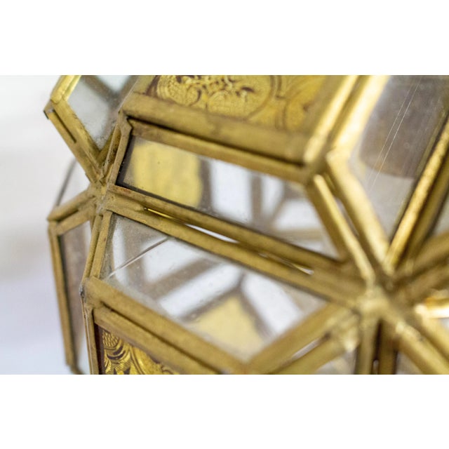 Brass and Glass Faceted Pendant Lamp, France, 1960s For Sale - Image 11 of 12