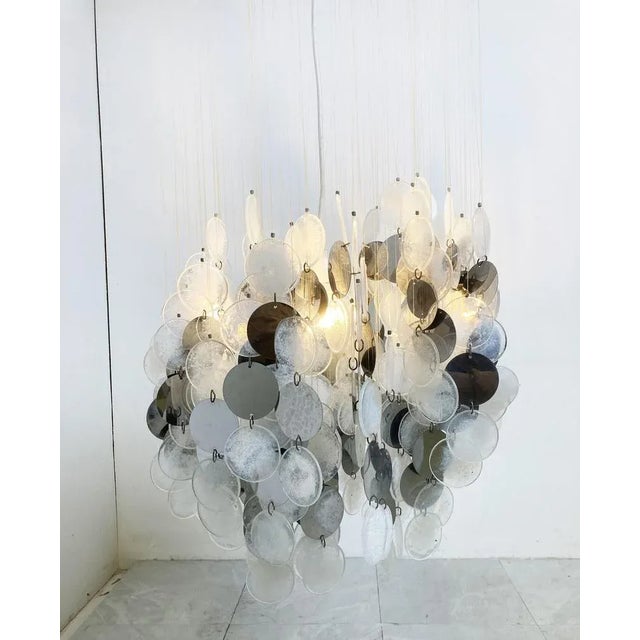 Mid-Century Glass Chandelier, 1970s For Sale - Image 10 of 11