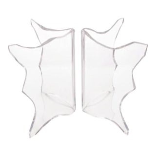 Vintage Large Charles Hollis Jones Style Mid Century Modern Iceberg Massive Lucite Dining/Desk Table Bases- A Pair For Sale