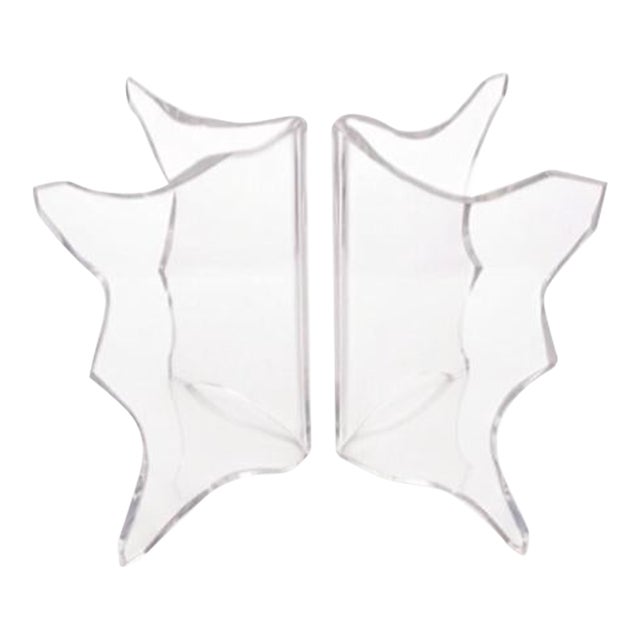 Vintage Large Charles Hollis Jones Style Mid Century Modern Iceberg Massive Lucite Dining/Desk Table Bases- A Pair For Sale