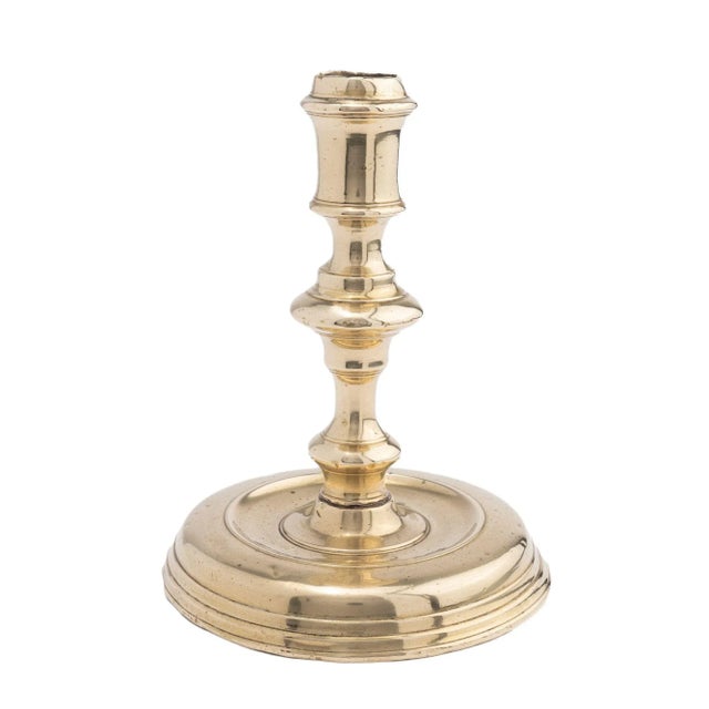 French Cast Brass Circular Base Candlestick, 1720 For Sale - Image 10 of 10