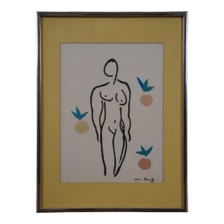 Vintage Henri Mattise Nude With Oranges Nu Aux Oranges Lithograph Print 16" For Sale