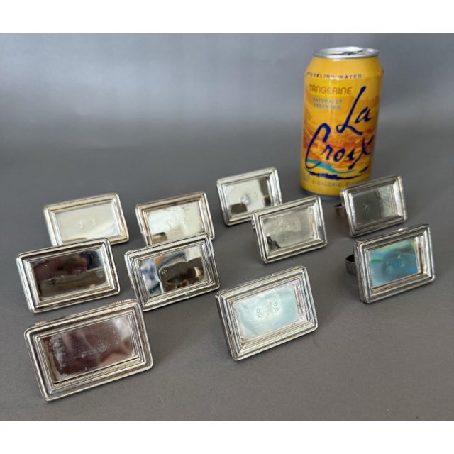 Traditional 1990s Napkin Rings Picture Frame Place Card Holders Silver Tone Metal - Set of 10 For Sale - Image 3 of 7