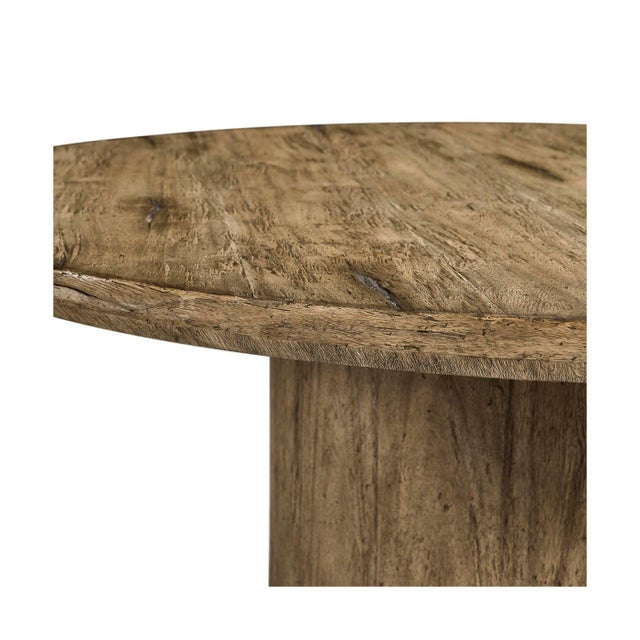 Wood Rustic Round Pedestal Dining Table For Sale - Image 7 of 9