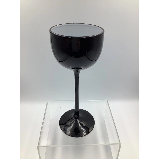 Carlo Moretti Vintage Carlo Moretti Italy Black & White Cased Glass Tall Stem Cordial Glasses - Set of 6 For Sale - Image 4 of 7