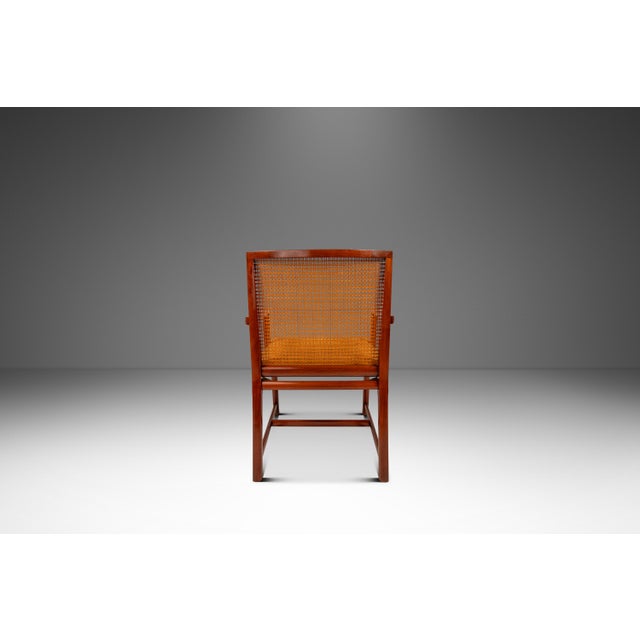1960s Rare Mid-Century Modern Cane-Backed Armchair in Walnut & Bouclé Attributed to Michael Taylor for Baker Furniture (New World Collection), Usa, C. 1960s For Sale - Image 5 of 18
