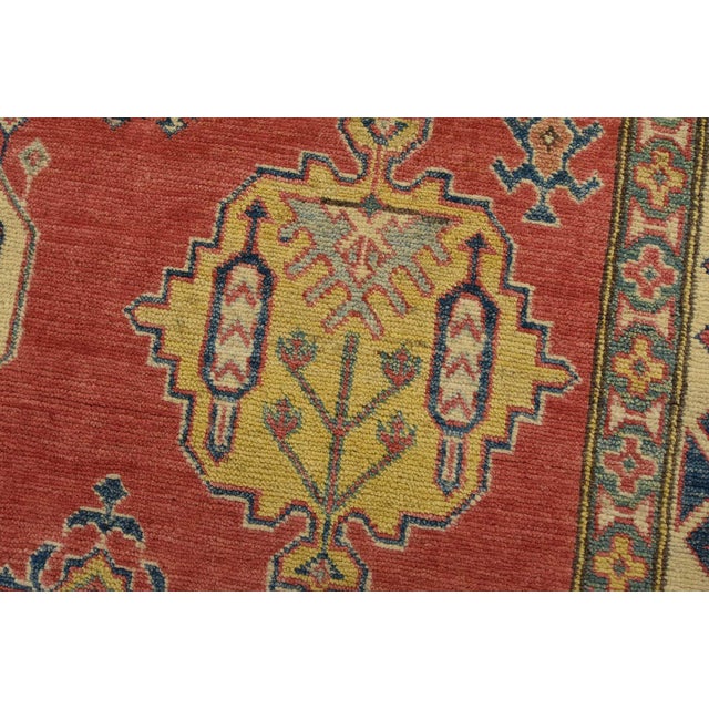 Kazak Rug 6’5” X 8’10” Red Wool Tribal Hand-Knotted Oriental Carpet For Sale - Image 9 of 15