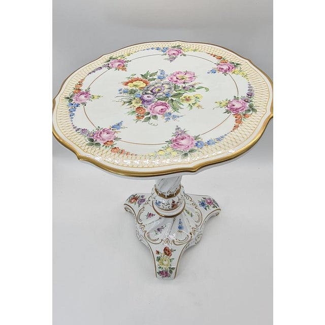 Mid-Century Porcelain Table with Hand-Painted Floral Decoration, Germany, 1970s For Sale - Image 6 of 13