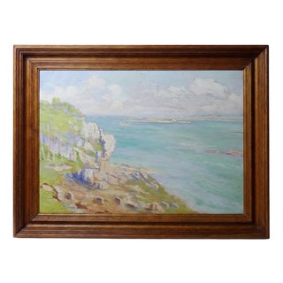 Paul Ruben, Large Seascape with Cliffs, Oil on Panel, Framed For Sale