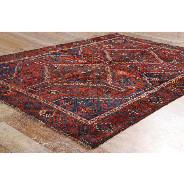 Brick Red Late 19th Century Persian Shiraz Rug, 04'07 X 06'08 For Sale - Image 8 of 10