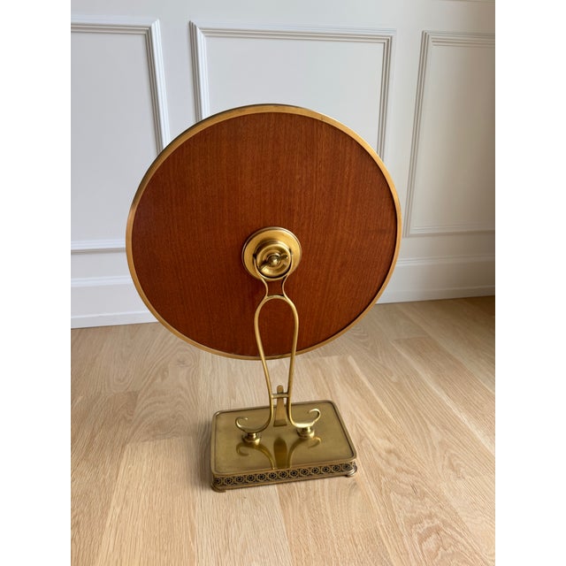 Large 1950s Italian Brass Vanity Mirror With Pierced Star Border & Scroll Base, 22″ For Sale - Image 4 of 7