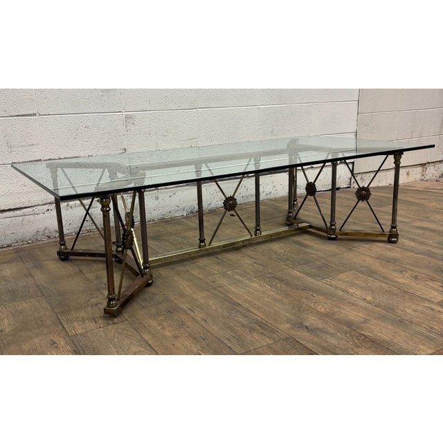 Maison Jansen Vintage Maison Jansen Style Hollywood Regency Style Brass and Glass Coffee Table For Sale - Image 4 of 14