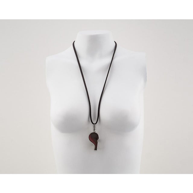 German Metal Whistle with Wooden Pea Leather Cord and Metal Chain, 1940s, Set of 3 For Sale - Image 17 of 18