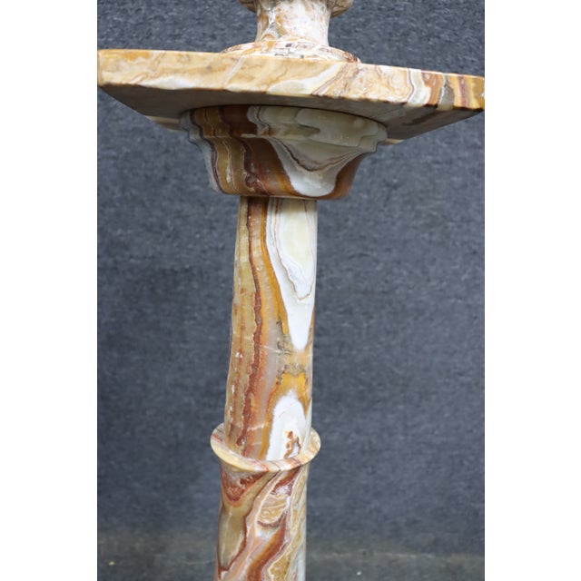 Late 20th Century Italian Style Onyx Pedestal With Urn For Sale - Image 5 of 15
