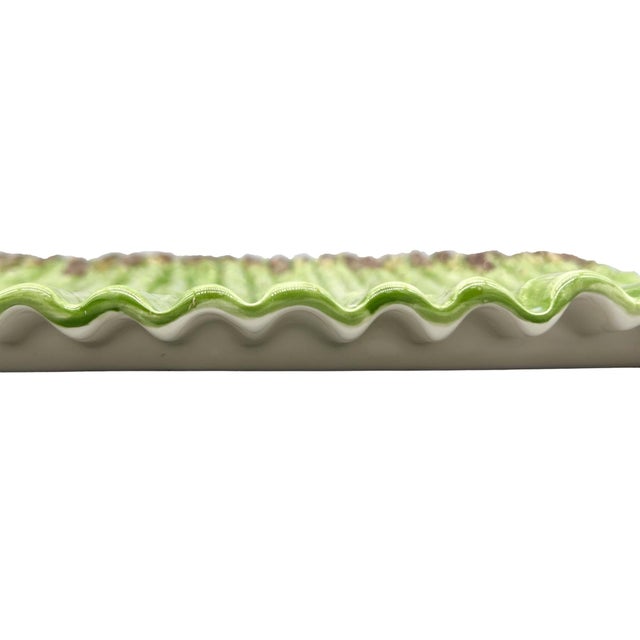 Vintage Asparagus Ceramic Serving Platter / Tray – Majolica Style / Country French For Sale - Image 12 of 15