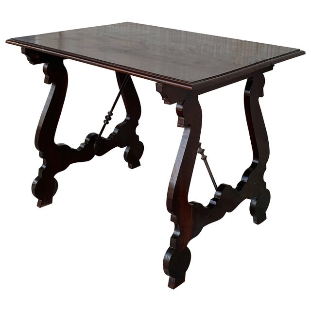 18th Century Refectory Spanish Table with Lyre Legs and Iron Stretcher For Sale - Image 15 of 18