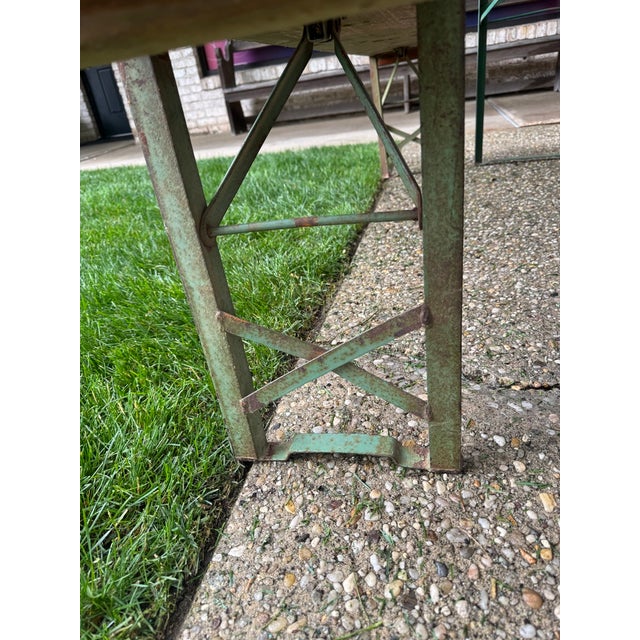 Brick Red Vintage German Beer Garden Table and Bench Set of 3 For Sale - Image 8 of 18