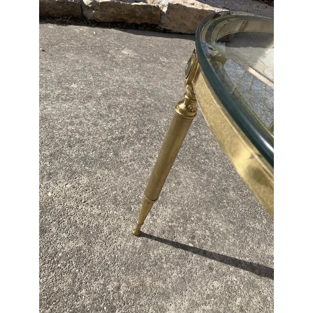 Round Brass Coffee Table with Glass Top, 1970s For Sale - Image 4 of 5
