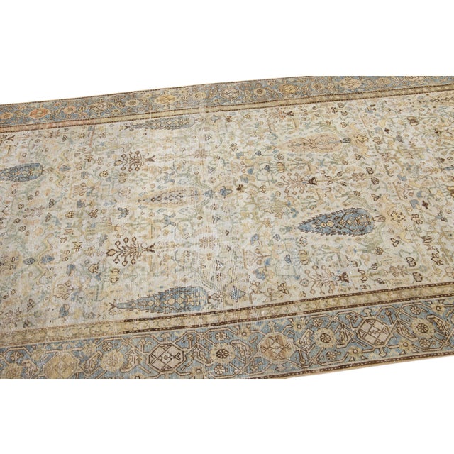 Late 19th Century Beige 19th Century Persian Malayer Gallery Wool Rug With Allover Design For Sale In New York - Image 6 of 7
