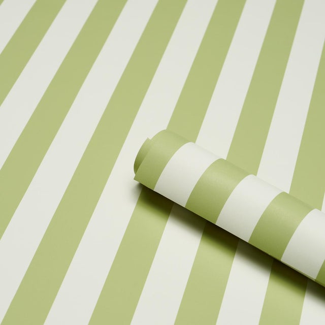 Contemporary SAMPLE - Schumacher Emma Stripe Wallpaper In Leaf For Sale - Image 3 of 4