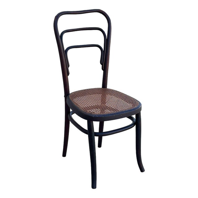 Early 1920s Modernist Bent Oak & Cane Chair No. 144 Attributed to Thonet For Sale