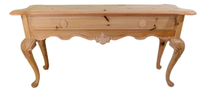 Pulaski Furniture Solid Pine Hand Painted Pink Floral Console or Sofa Table