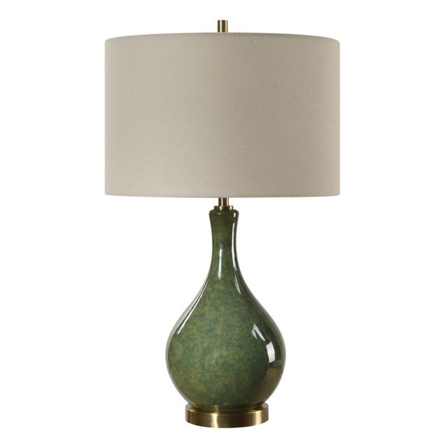 Contemporary Olive Green Ceramic Table Lamp For Sale - Image 3 of 5