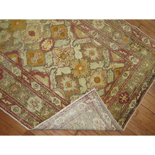 Industrial Antique Zabihi Collection Turkish Sivas Accent Size Rug - 4'2" x 6'3" For Sale - Image 3 of 5