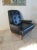 Classic 1950s Heritage Black Lounge Chair Faux Leather Mahogany For Sale - Image 13 of 15