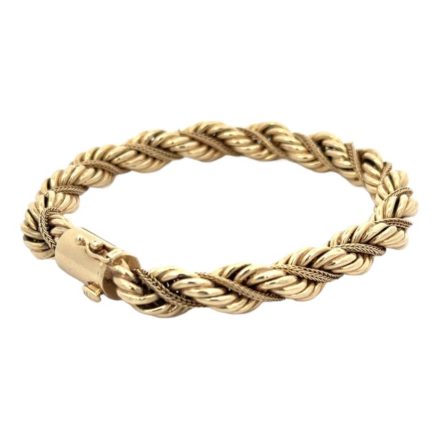 Vintage Rope Chain Bracelet 14k For Sale