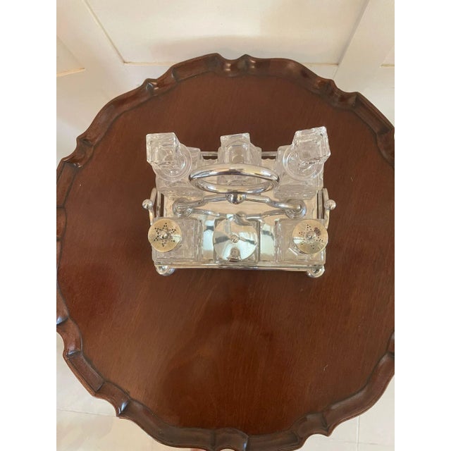 Antique Silver Plated Cruet Set, Set of 7 For Sale - Image 10 of 12