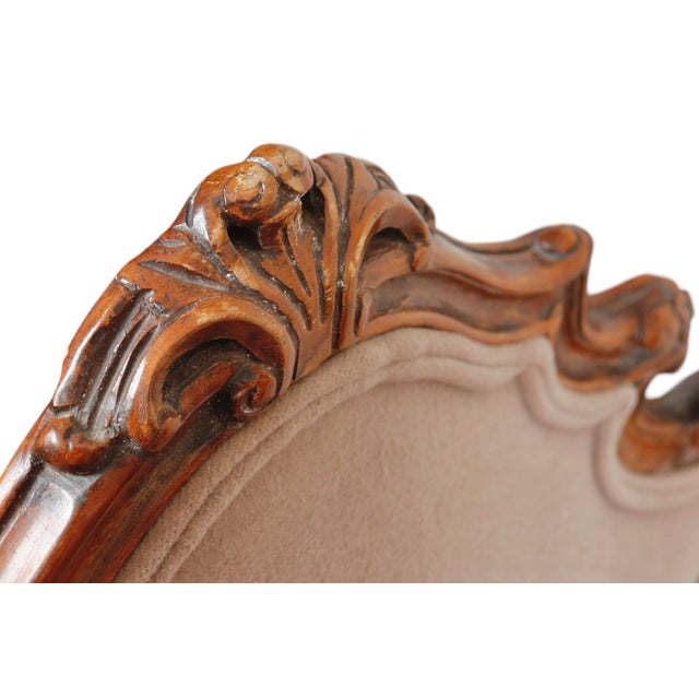 Late 19th Century Mocha Upholstered Antique Rococo Bergere Armchair For Sale - Image 5 of 9